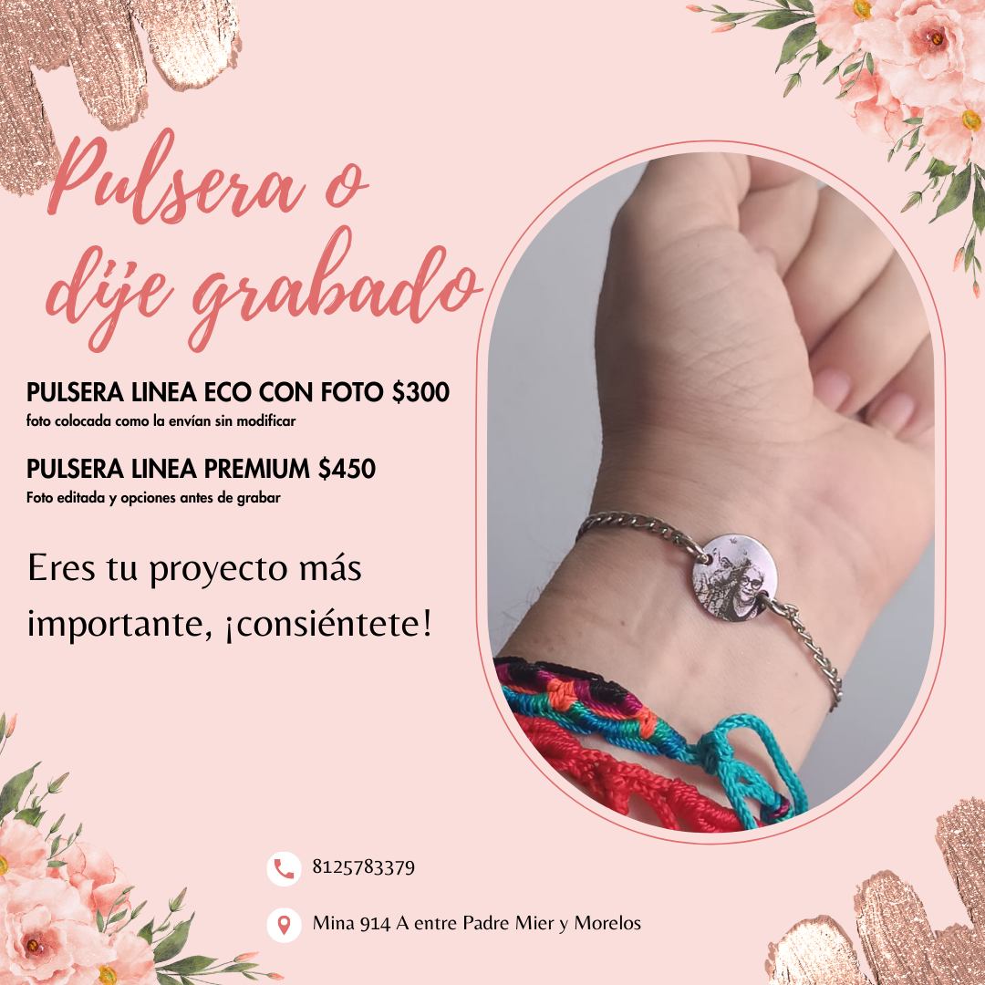 Pulsera o dije grabado